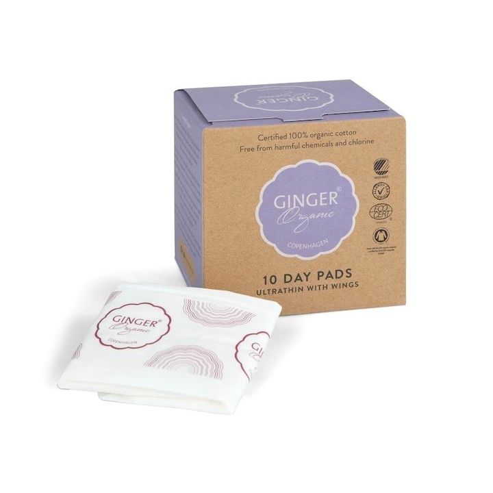 Дамски превръзки Protect-slip, органичен джинджифил, памук, 10 бр