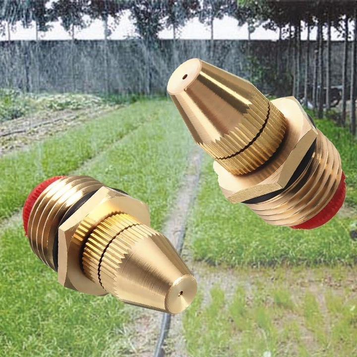 Set de 2 duze de pulverizare din alama ajustabile 1,27 cm (DN15), pentru furtun de gradina, efect de ceata rece