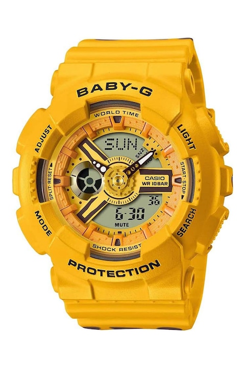 Casio, Електронен часовник Baby G, Кафяв, Жълт