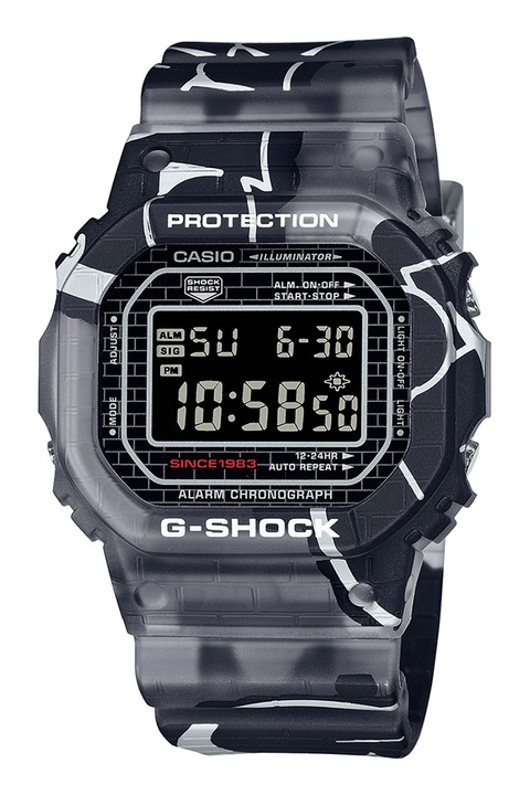 Casio, G-Shock Унисекс цифров часовник, тъмно сив