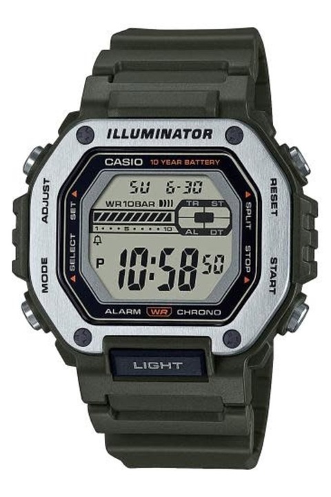 Casio Szögletes digitális óra, Khaki