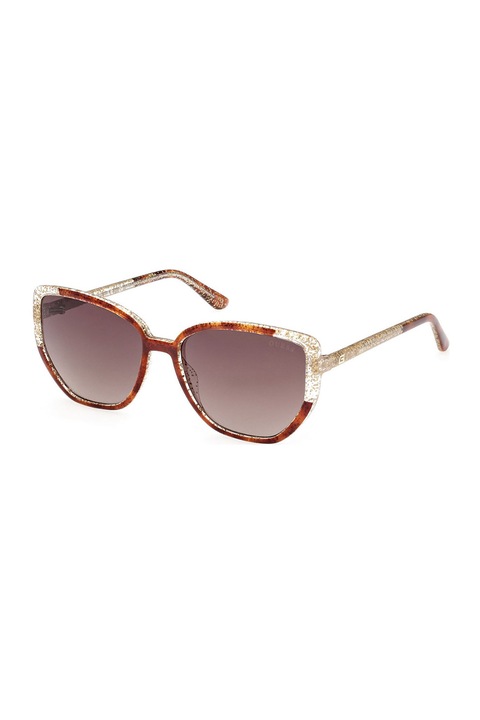 Guess, Бляскави слънчеви очила Cat Eye, Златист, Бял, Изгорен портокал, 55-15-135