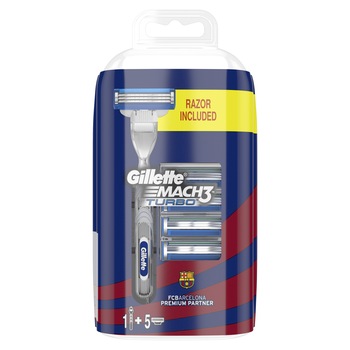 Pachet Gillette Mach3 turbo Football Edition: Aparat + 4 rezerve Pachet Gillette Mach3 turbo Football Edition: Aparat + 4 rezerve