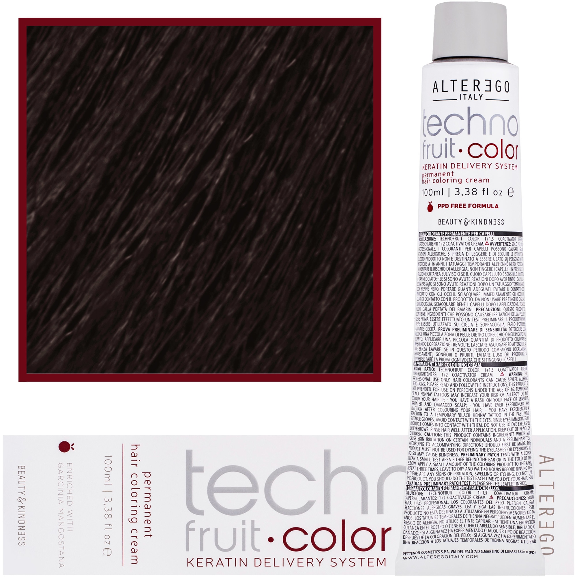 ALTEREGO MY COLOR Haarfarbe 5/2 – 100 Ml, Deckt 100% Weiße Haare Ab, Mit Hyaluronsäure