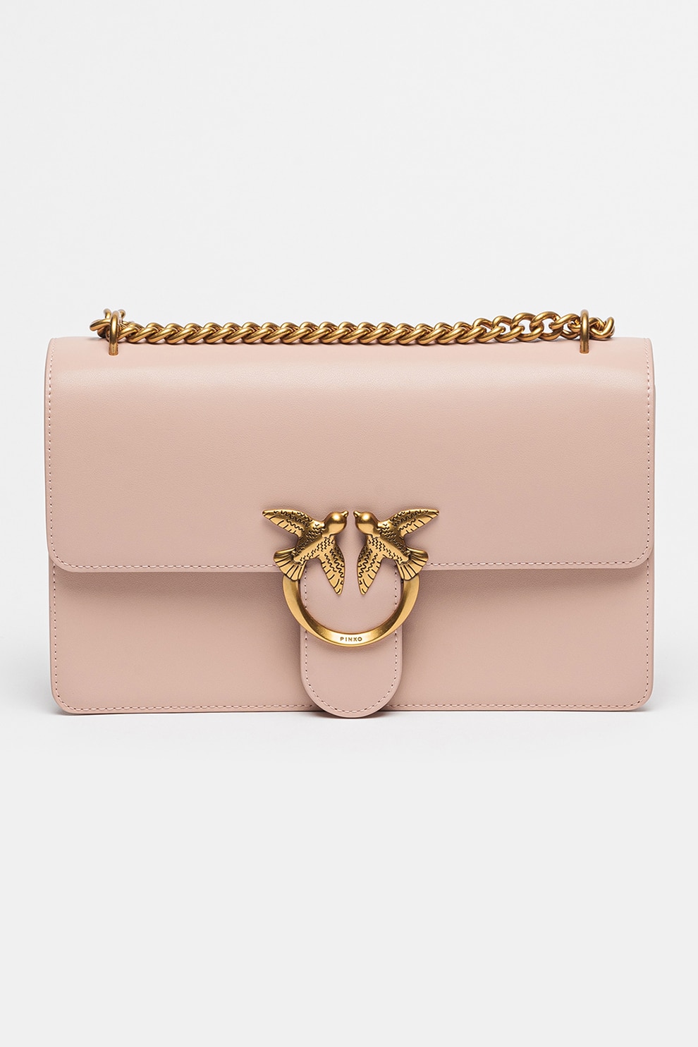 Pinko, Geanta crossbody din piele Love One Classic, Roz garoafa