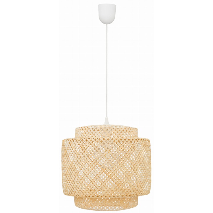 Lustra suspendata Ledigo, Boho, 40cm, Bambus, Bej