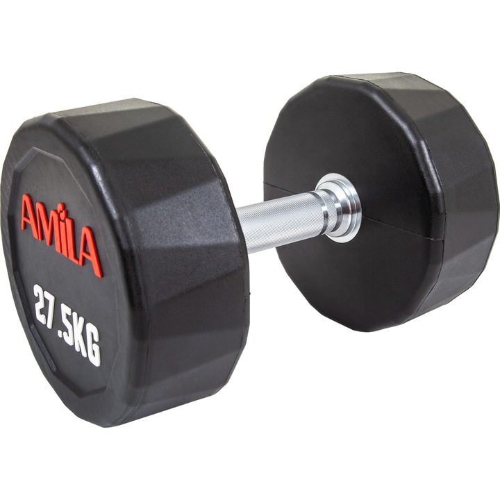 Gantera Amila Polygon, Otel, Maner cromat, 27.5kg, Negru