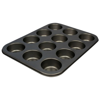 Tava 12 briose Swan, otel carbon, teflon, 35x26.5x2.6 cm Tava 12 briose Swan, otel carbon, teflon, 35x26.5x2.6 cm