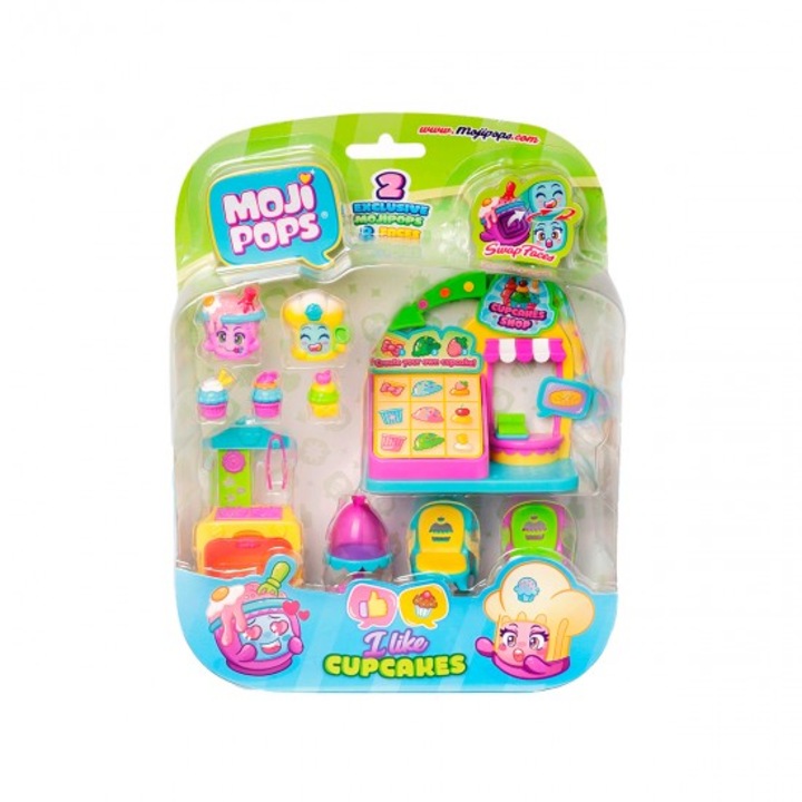 Set de joaca cu 2 figurine exclusive si Cupcake Shop Moji Pops