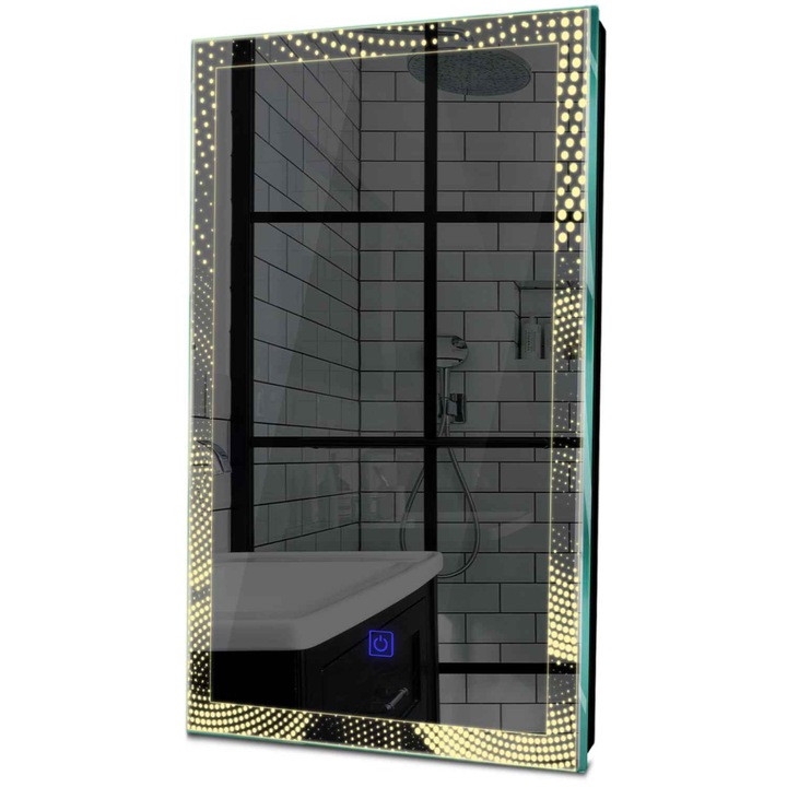 Oгледало Reyze simetria 8, Вертикално, топъл LED 3000K, 60x60 cm