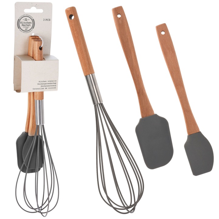 3 darabos konyhai eszközkészlet, Excellent Houseware, Szilikon, Szürke