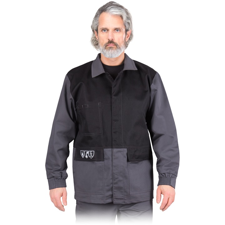 Jacheta de protectie ignifuga si antistatica, REIS, Gri/Negru, XXL