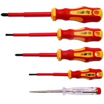 Set 5 surubelnite electrician izolate 1000V, VDE/GS, BGS Germania tip BG-35815 Set 5 surubelnite electrician izolate 1000V, VDE/GS, BGS Germania tip BG-35815