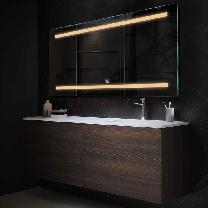 Oglinda LED Machiaj 200x100 cm, LED Cald 3000K, buton touch, Model Reyze Salono 4 Orizontala