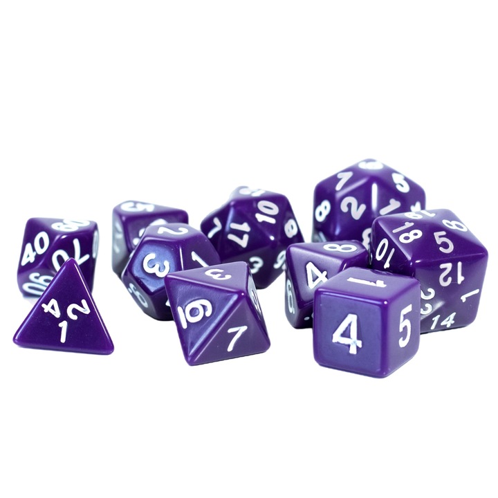 Set 10 zaruri, RPG, Acril, Alb/Violet