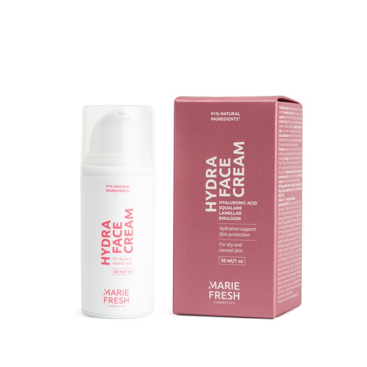 Crema hidratanta cu acid hialuronic pentru piele uscata si normala Marie Fresh Cosmetics, femei, 30ml