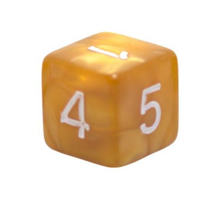 Játékkocka, RPG, akril, 1,6 cm, arany/fehér