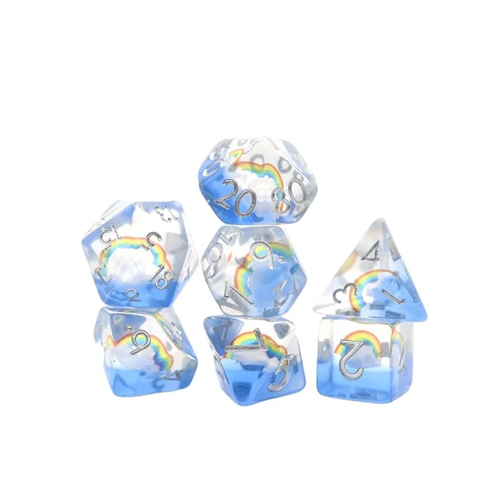 7 kockás készlet, RPG, gyanta, többszínű