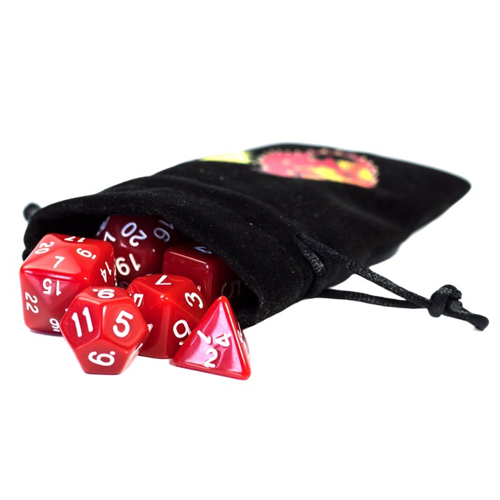 Set 10 zaruri, RPG, Acril, Alb/Rosu