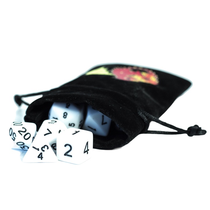 Set 10 zaruri, RPG, Acril, Alb/Negru