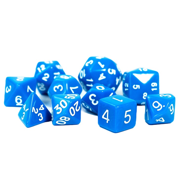 Set 10 zaruri, RPG, Acril, Alb/Albastru