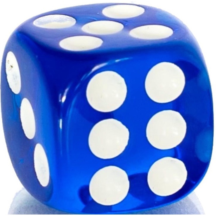 Játékkockák, RPG, akril, 1,6 cm, kék/fehér