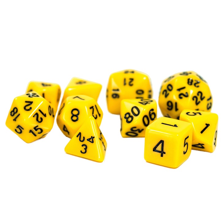 10 db-os készlet, RPG, akril, sárga/fekete