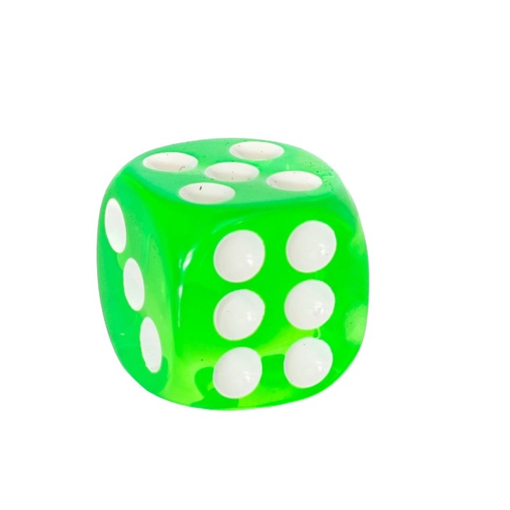 Játékkockák, RPG, akril, 1,6 cm, zöld/fehér