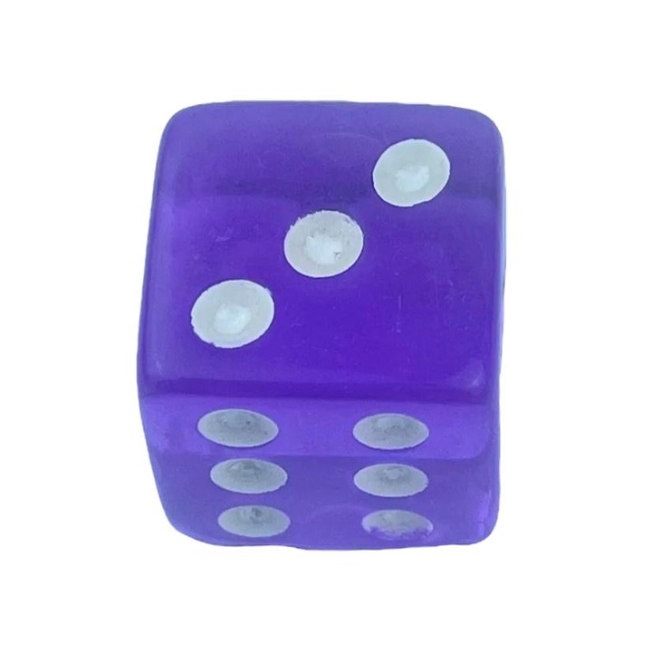 Játékkockák, RPG, akril, 1,6 cm, lila/fehér