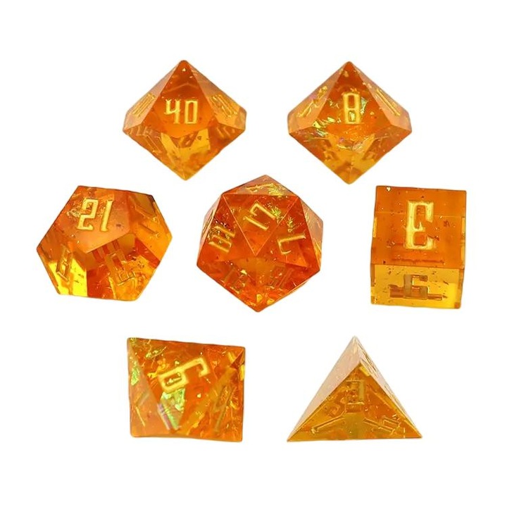 Set 7 zaruri, RPG, Rasina, Auriu/Portocaliu
