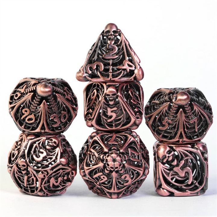 7 db-os kockakészlet, fém, bronz