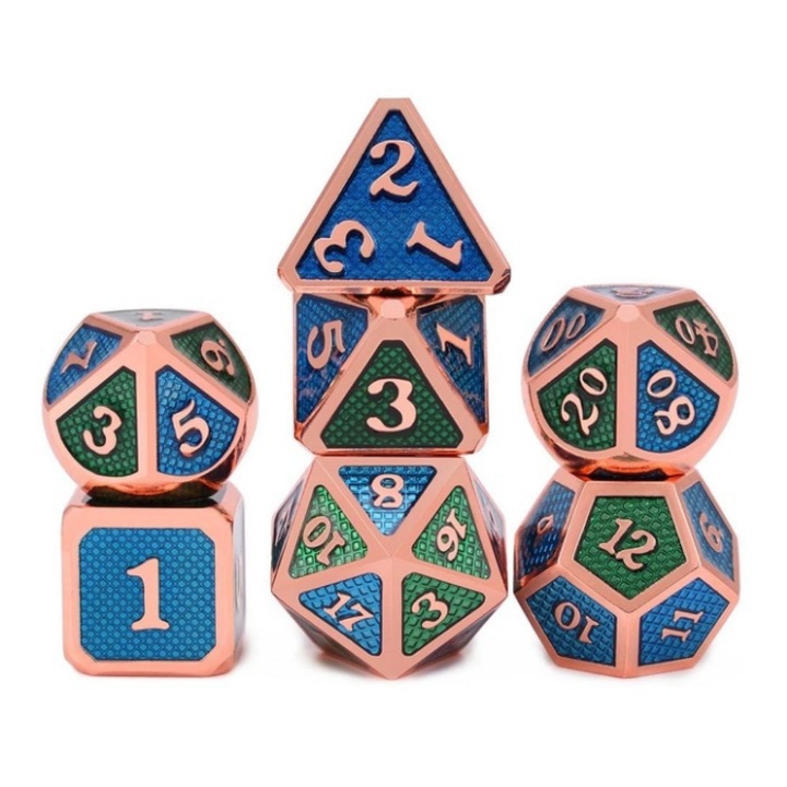 7 darabos fém, fém, zöld/kék készlet