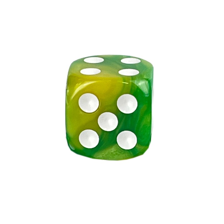 Dobókocka, akril, zöld, 6 oldalú