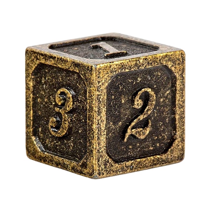 6 oldalú dobókocka, fém, arany