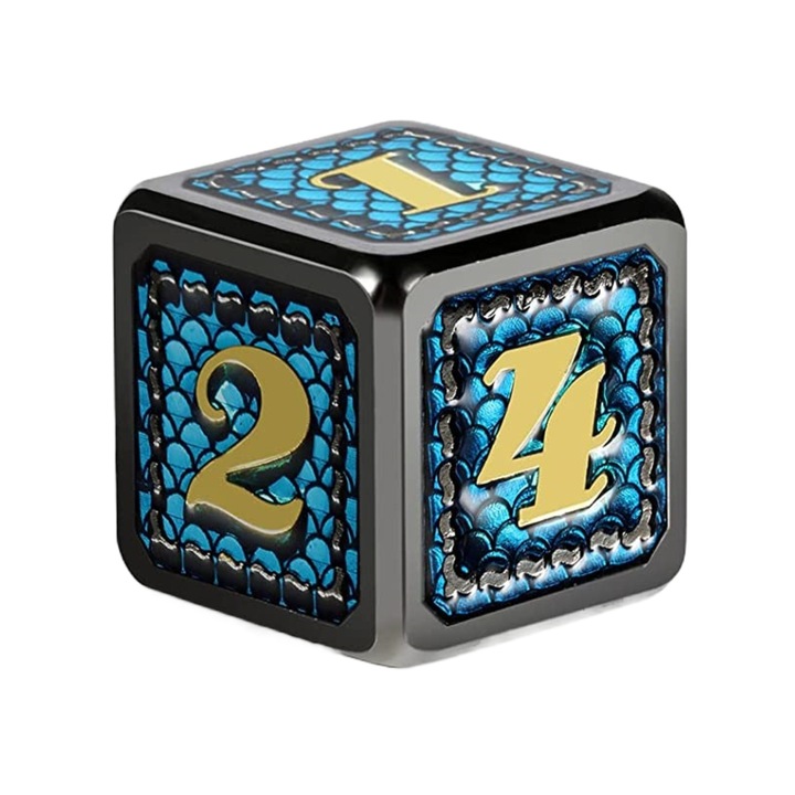 6 oldalú dobókocka, fém, kék