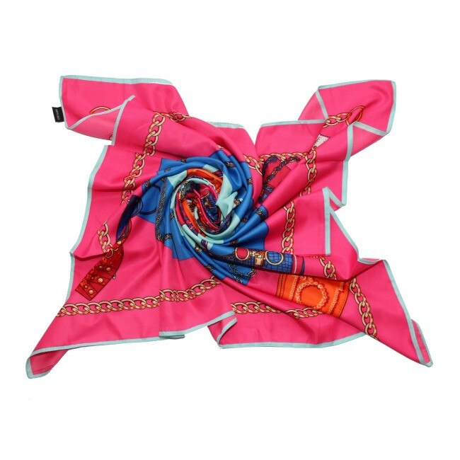 Esarfa din matase si poliester Classic Print Pink
