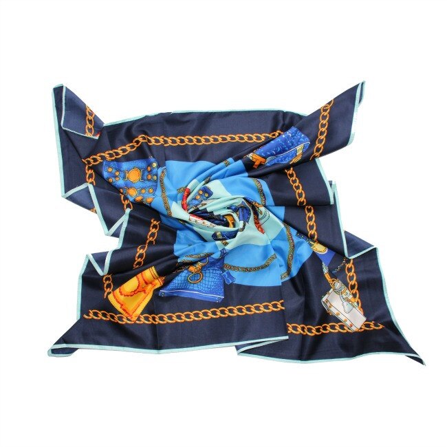 Esarfa din matase si poliester Classic Print