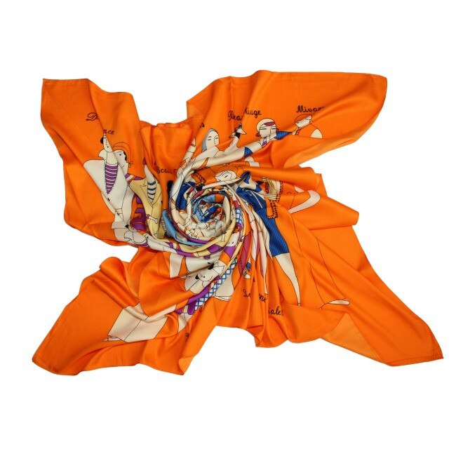 Esarfa din matase si poliester Paris Lady Orange