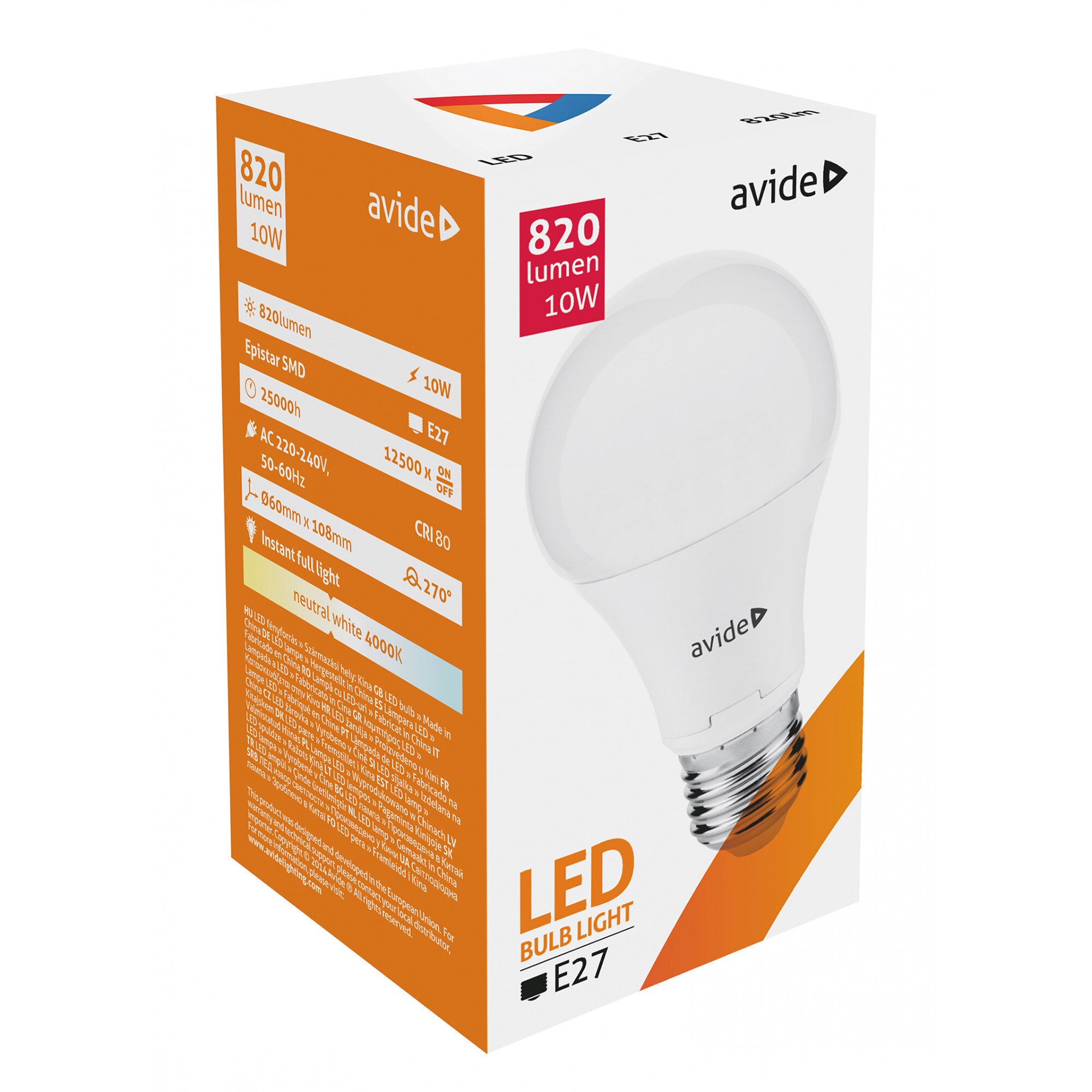 Set 3 Becuri Avide LED Globe G60 10W lumina neutra