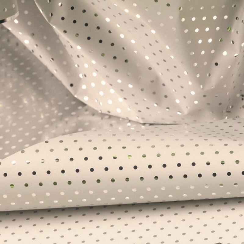 Hartie metalizata 2 fete pentru ambalat cu buline - alb/ argintiu - 1m, Radar 291A1