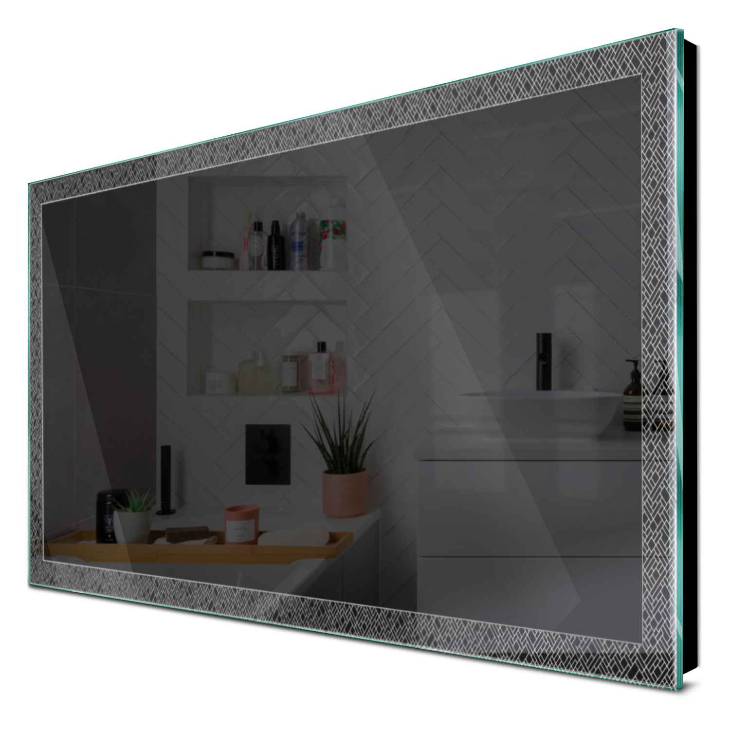 Oglinda LED Orizontala 160x100 cm, fara butoane pentru baie sau ...