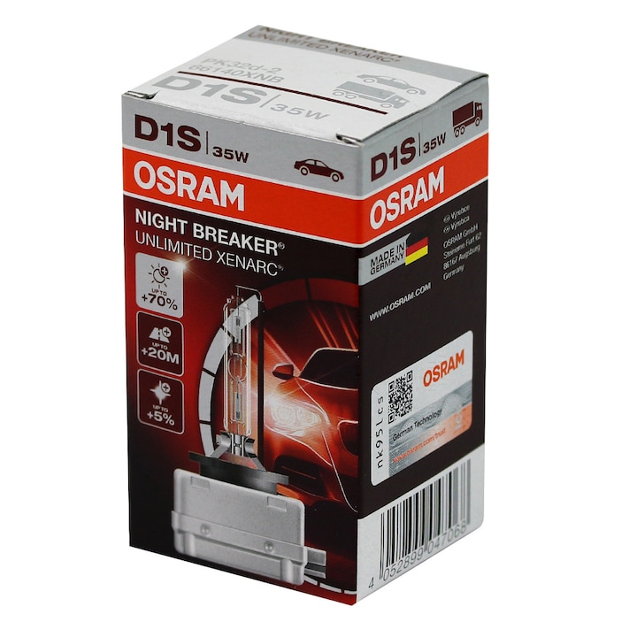 Крушка за предни фарове Osram D1S +70% Night Breaker Unlimited ксенон