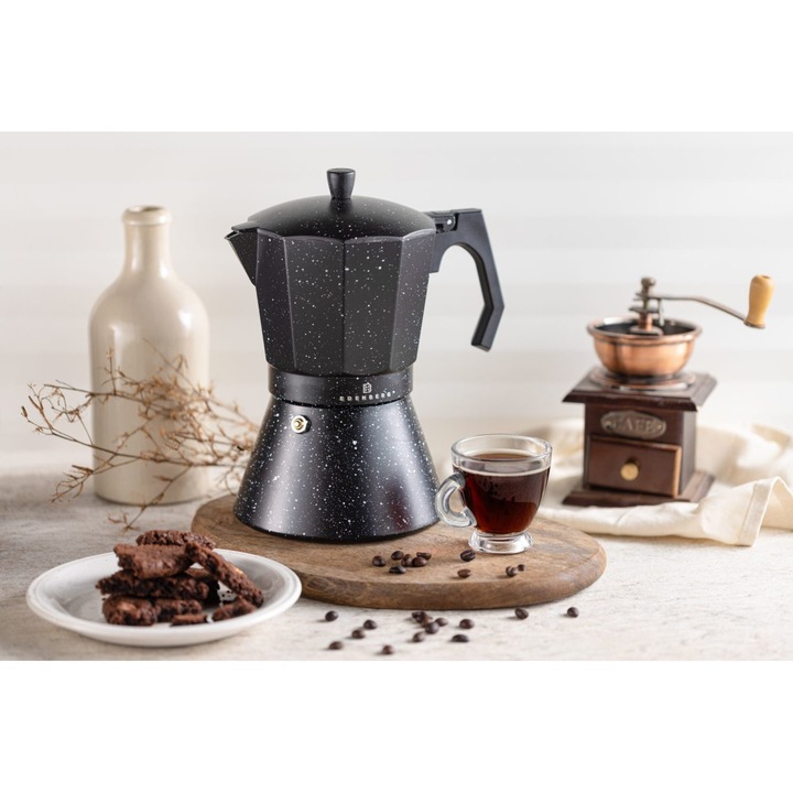 Кафеварка за котлон Edenberg, С филтър, Алуминий, Мрамор, 9 човека, 450 мл, Черен