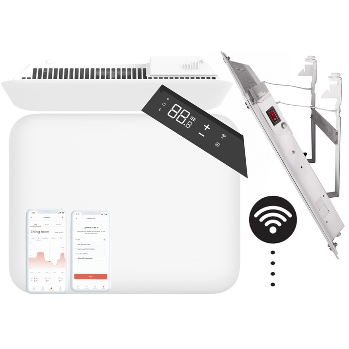 Mill Fűtőpanel, Mora, Acél radiátor 400W Fehér, PA400WIFI3