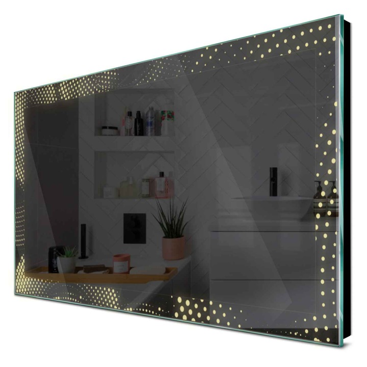 Огледало Reyze simetria 8, Хоризонтално, топъл LED 3000K, 90x90 cm