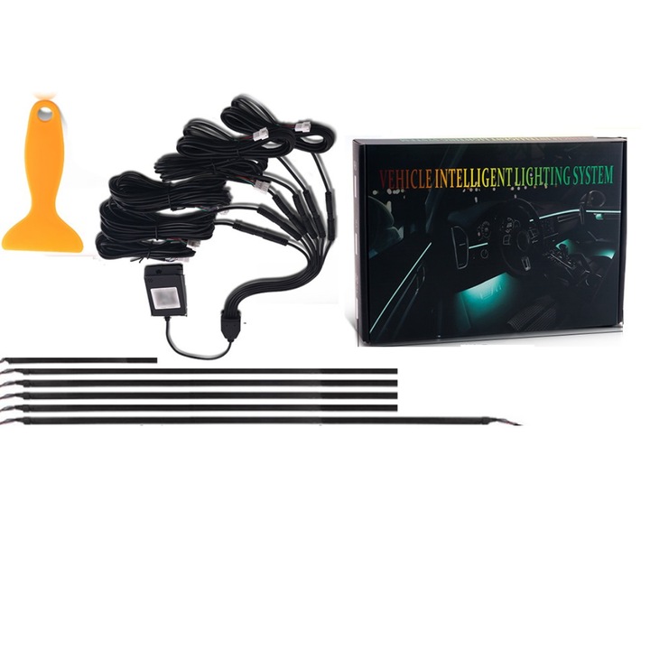 FIr neon auto RGB, 7 moduri 213 culori si control prin aplicatie