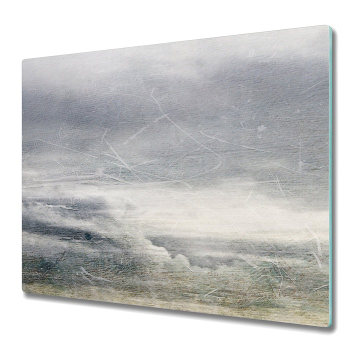 Tocator paine. Sticla. Dreptunghi. Peisajul Cerului. Gri. 60x52 cm. 010010520040000012068