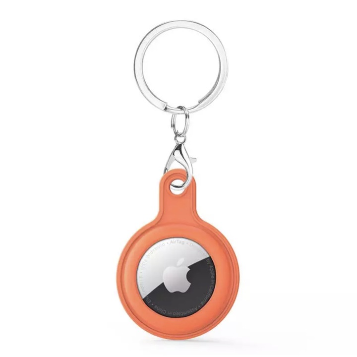 AirTag Apple - Силиконов капак оранжев и съвместим с ключодържател - Гарантирана защита