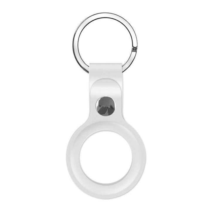 Protectie eficienta si stilata pentru Apple AirTag: husa din silicon alb pentru breloc