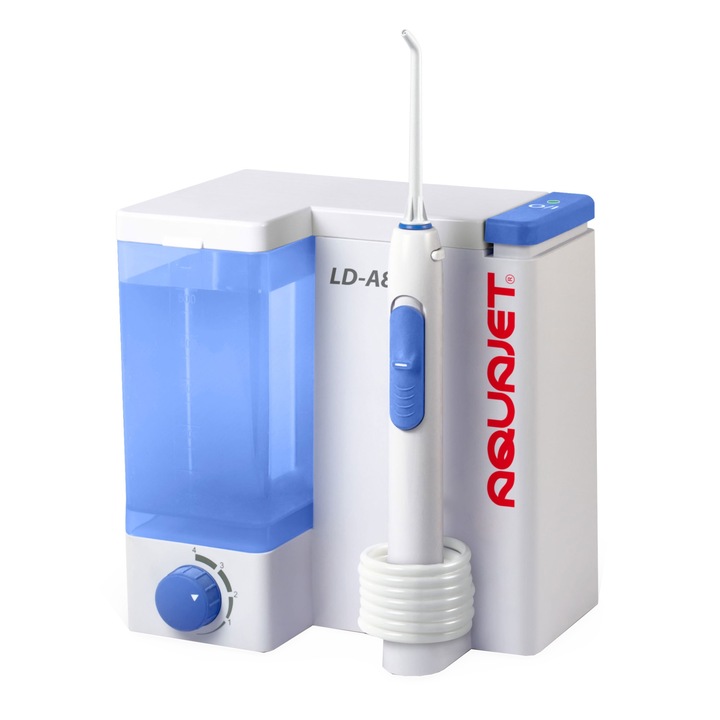 Irigator bucal Little Doctor Aquajet LD A8, Profesional, 1200 impulsuri/min 4 duze incluse, Alb